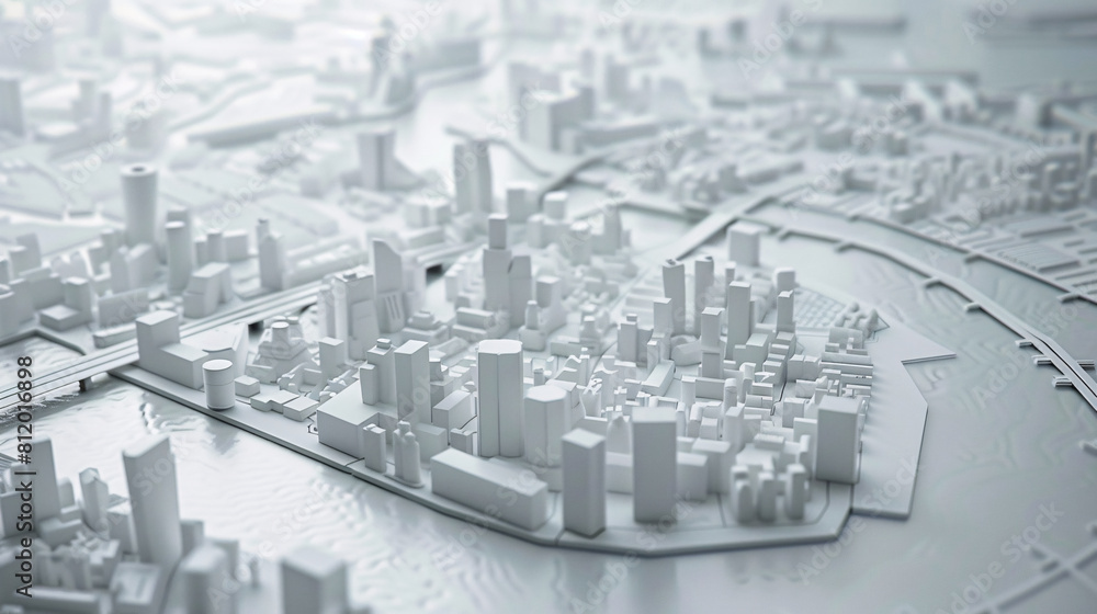 White Architectural Model of Urban Planning