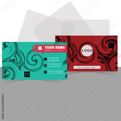 Double sided Creative modern shape minimal vector illustration print template simple business card layout. photo