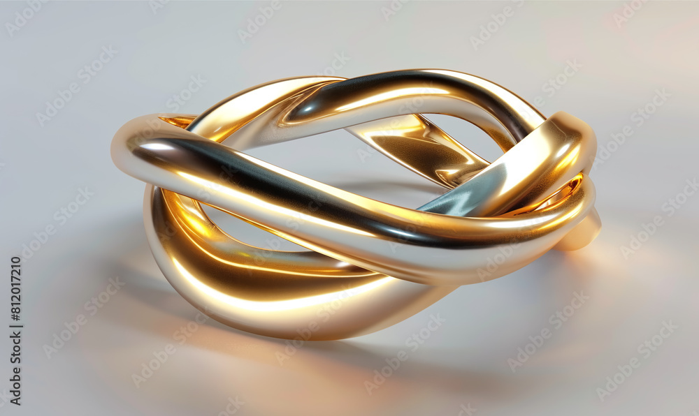 Abstract chrome metal golden ring. Wavy liquid metal shape rotating around empty space Abstract chrome metal golden ring. Wavy liquid metal shape rotating around empty space