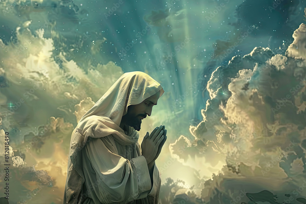 
Jesus praying, sky scene