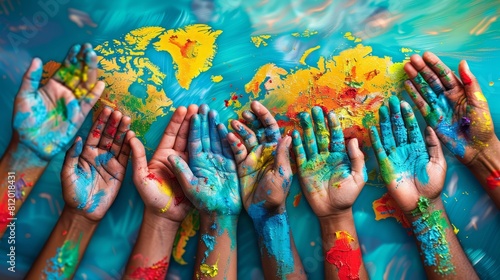 Craft an image that symbolizes global connectivity and cooperation