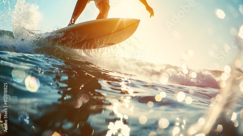 Fototapeta Naklejka Na Ścianę i Meble -  Man Riding Surfboard on Top of Wave
