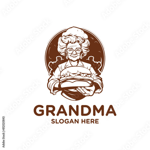Grandma's kitchen, restaurant logo vector illustration