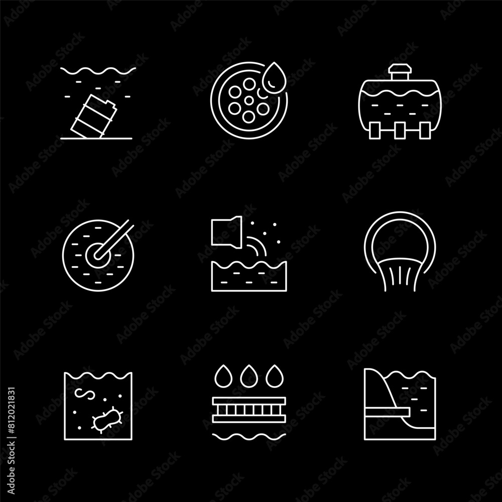 Set line icons of waste water Set line icons of waste water