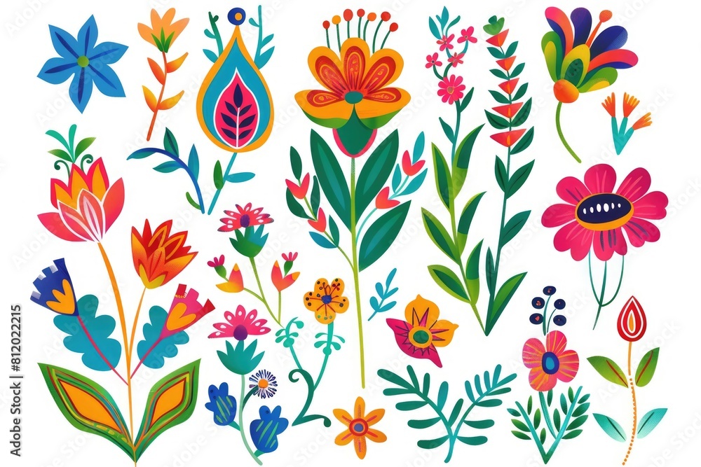Vibrant flowers on a clean white backdrop, perfect for various projects Vibrant flowers on a clean white backdrop, perfect for various projects