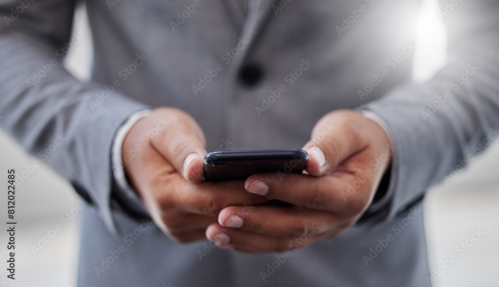 Online, businessman and smartphone in hands for communication, texting and digital as entrepreneur. Male person, closeup and connected on technology for social media, company or startup on app Online, businessman and smartphone in hands for communication, texting and digital as entrepreneur. Male person, closeup and connected on technology for social media, company or startup on app