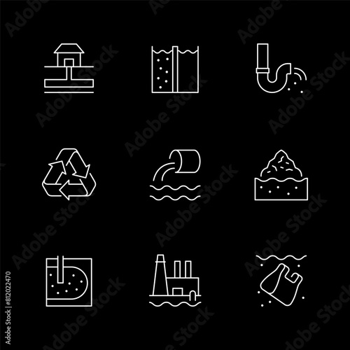 Set line icons of waste water