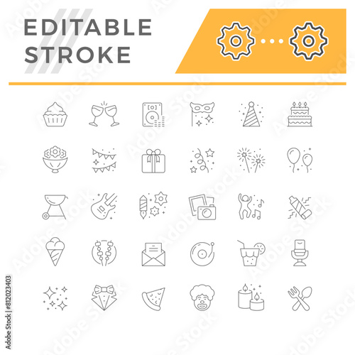 Set line icons of party