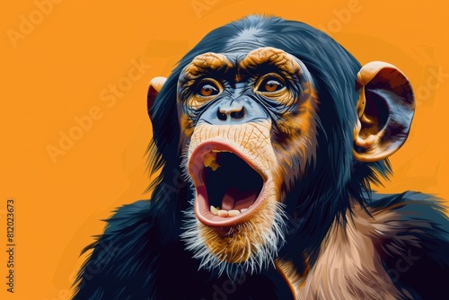 Close up of a monkey with its mouth open. Suitable for wildlife and animal themes