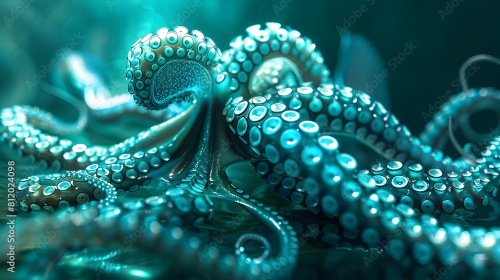 Ethereal Sea Creature Emerging from the Depths with Bioluminescent Tentacles Ethereal Sea Creature Emerging from the Depths with Bioluminescent Tentacles