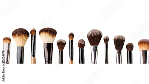 Set of cosmetic brushes Visual Symphony of Makeup Artistry online shopping concept Isolated on Transparent Background PNG