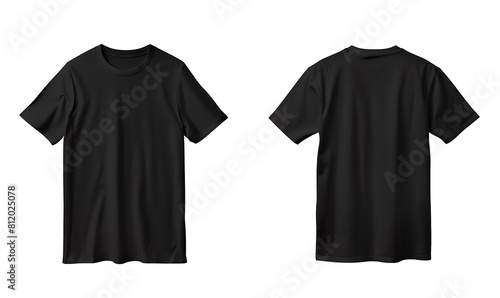 Front and Back View of Blank Black T-Shirt Mockup , PNG mockup