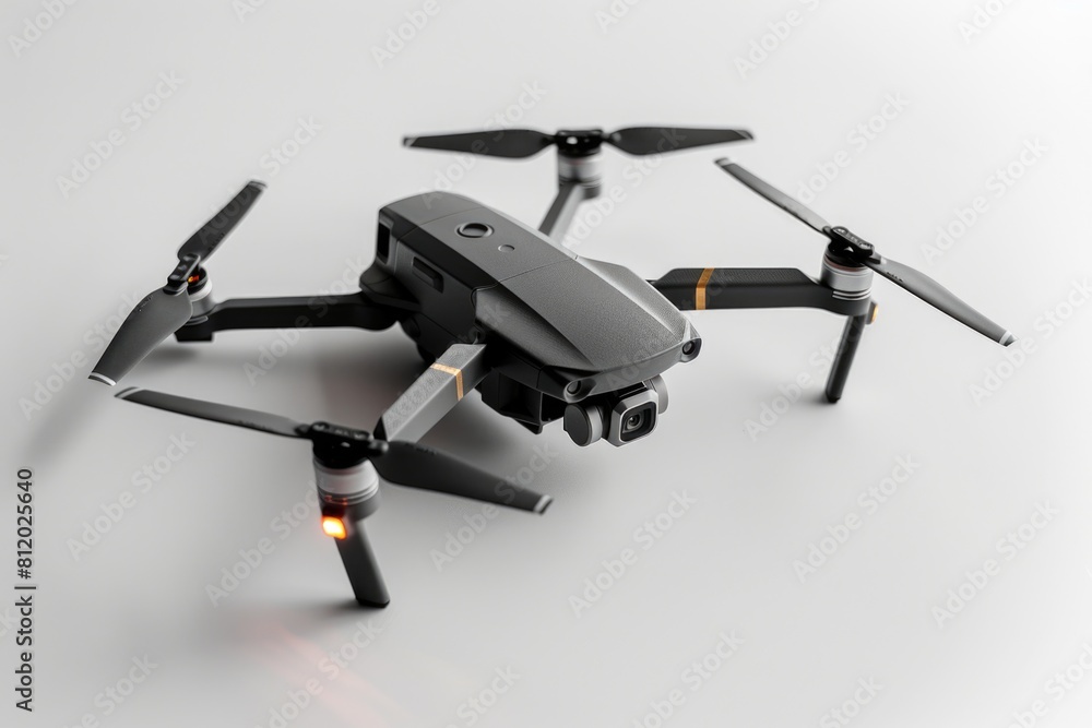 Close up of a small drone on a white surface. Suitable for technology concepts Close up of a small drone on a white surface. Suitable for technology concepts