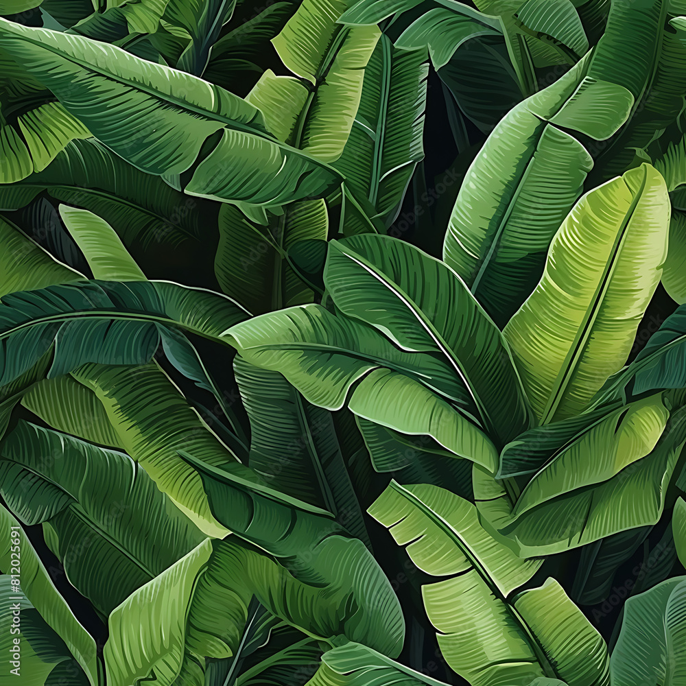 Obraz premium Banana leaf digital art seamless pattern, the design for apply a variety of graphic works