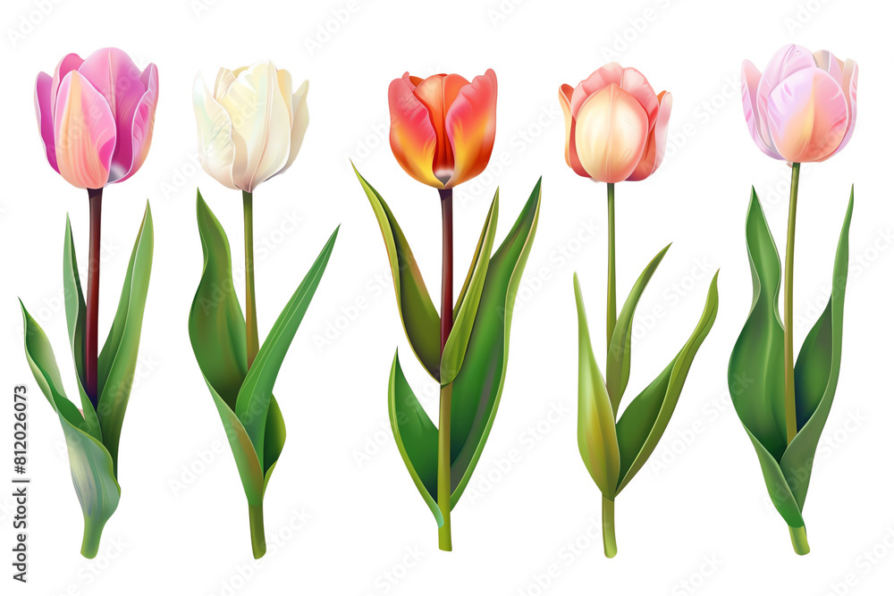 bouquet of tulips on white transparent background bouquet of tulips on white transparent background