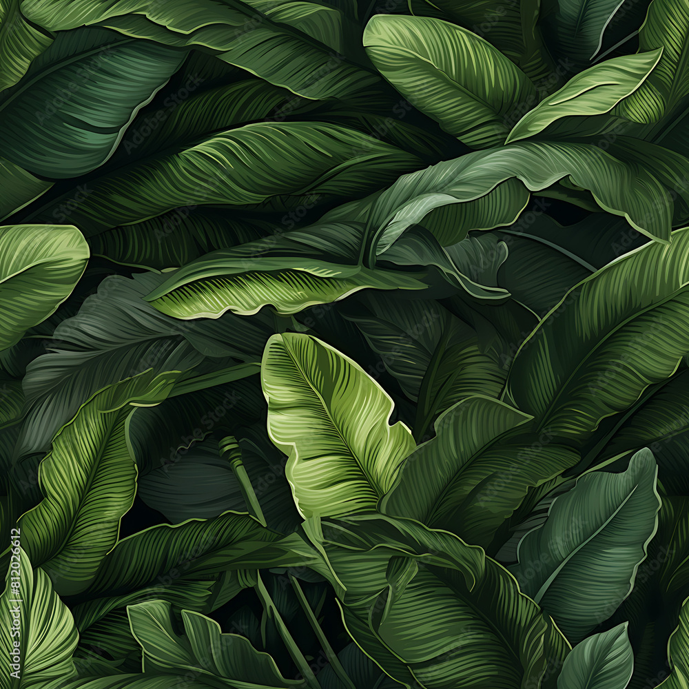 Banana leaf digital art seamless pattern, the design for apply a variety of graphic works Banana leaf digital art seamless pattern, the design for apply a variety of graphic works