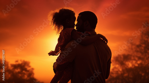 silhouette of a father with daughter,  concept of faters day