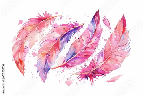 Colorful feathers on a clean white backdrop. Ideal for arts and crafts projects