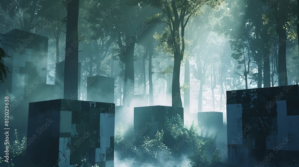 Obraz premium scary house in the woods with abstract background