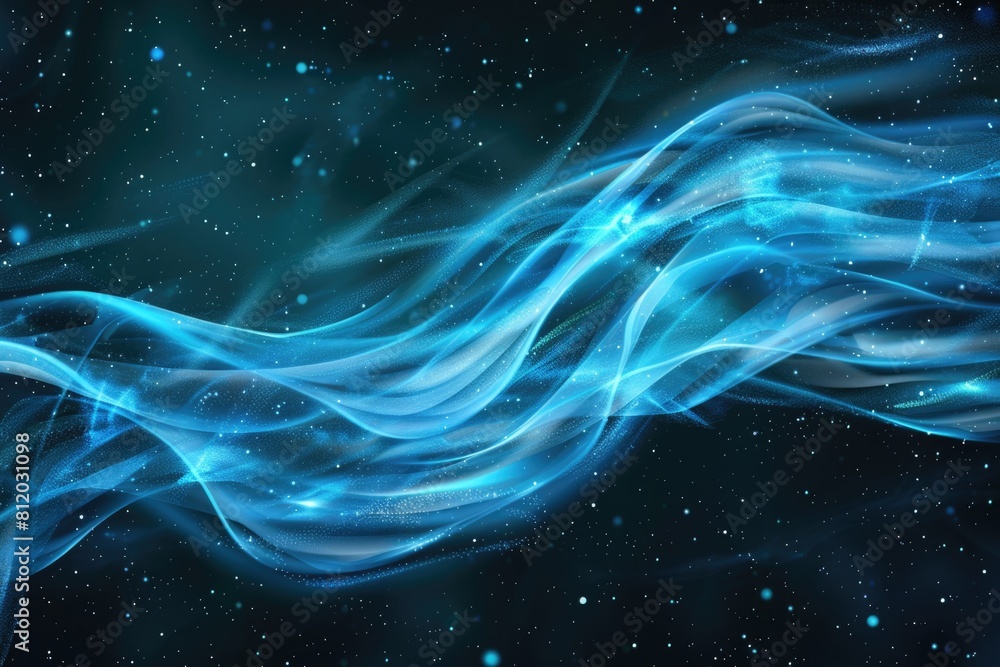 Obraz premium A mesmerizing blue smoke wave in the night sky. Perfect for backgrounds or abstract concepts
