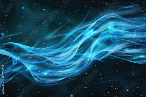 A mesmerizing blue smoke wave in the night sky. Perfect for backgrounds or abstract concepts