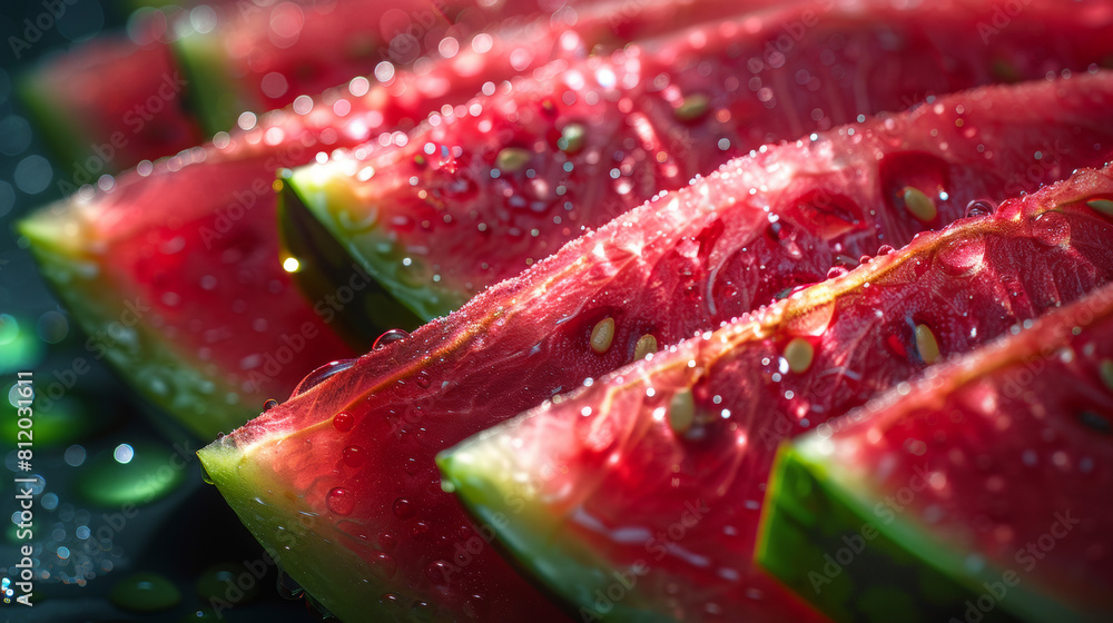 Juicy Summer Delight: Vibrant Slices of Fresh Watermelon Under Natural Light Juicy Summer Delight: Vibrant Slices of Fresh Watermelon Under Natural Light