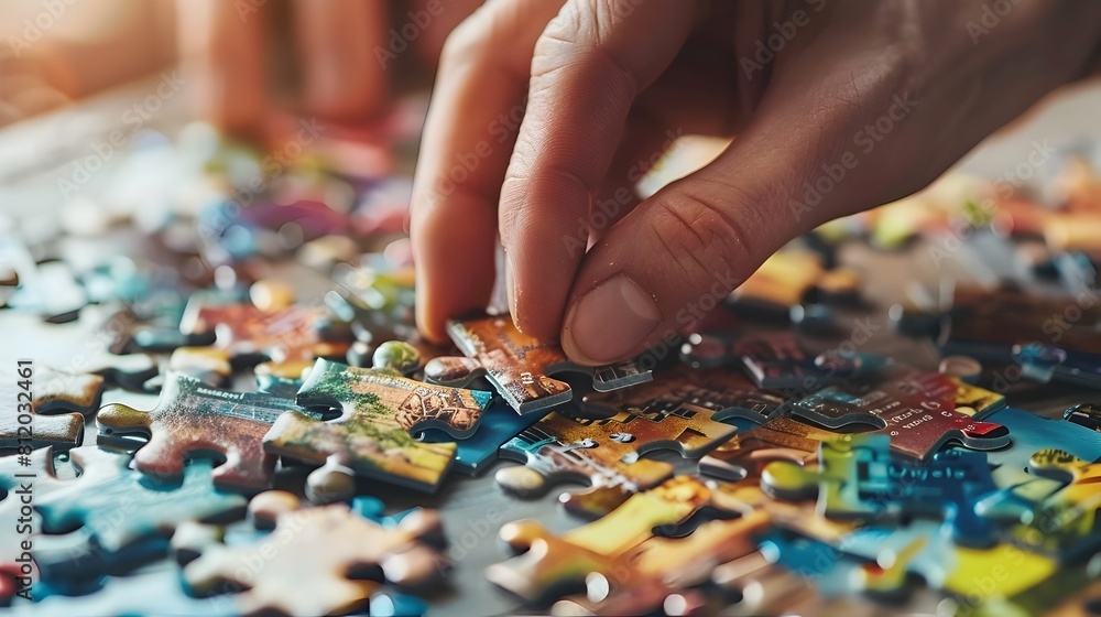 Meticulous Hands Piecing Together Intricate Business Strategy Puzzle Meticulous Hands Piecing Together Intricate Business Strategy Puzzle