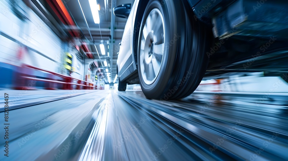 Fototapeta premium Dynamic Vehicle Brake Testing on High-Speed Track for Safety and Performance