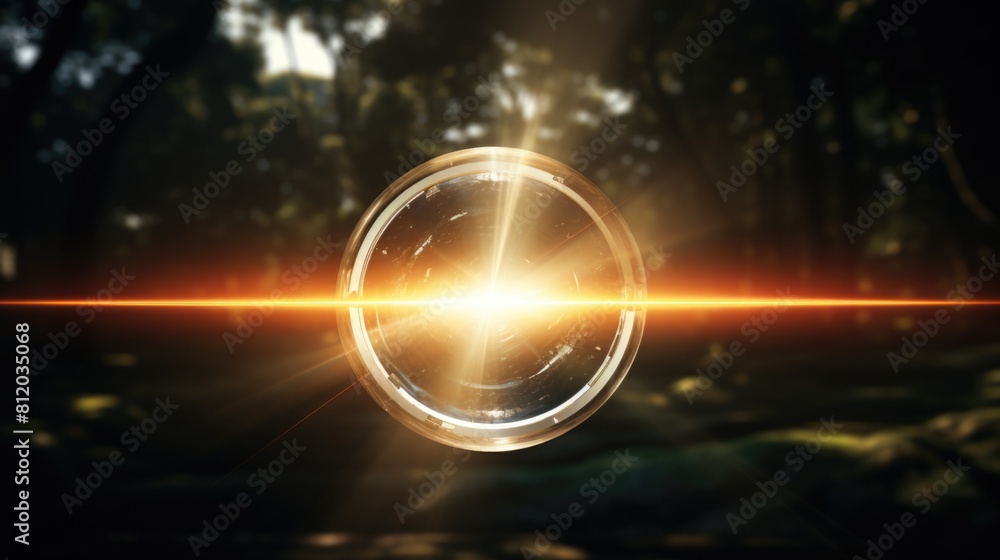 Authentic anamorphic lens flare ring ghost look like sun ray Stock ...
