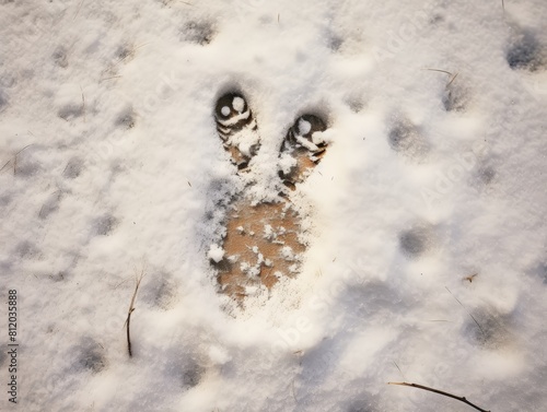 Seasonal photo of a baby s footprints in the first snow  capturing the contrast and the fleeting moments of childhood