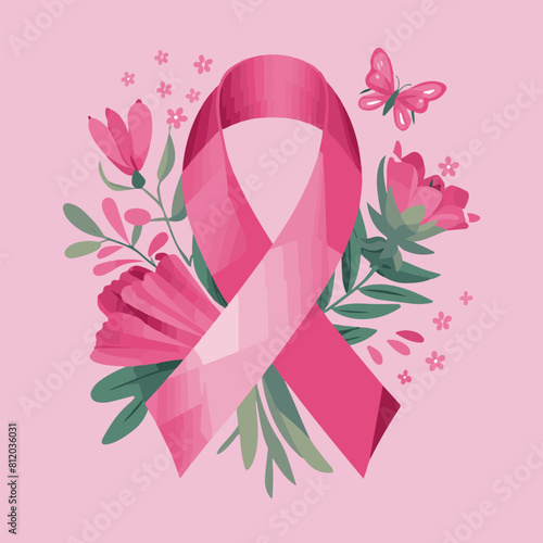 Women Breast Cancer Awareness background  in Pink Ribbon international symbol for month  October suitable for clipart and poster