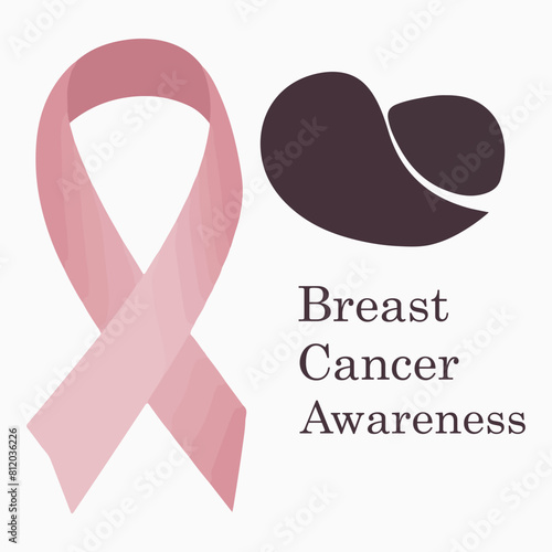 Women Breast Cancer Awareness background Calligraphy typographic in Pink Ribbon international symbol for month  October suitable for clipart and poster