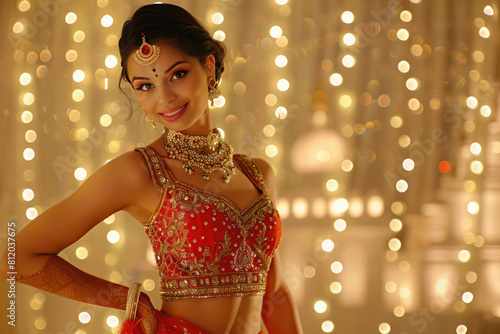 Indian woman in lehenga choli on traditional festival photo