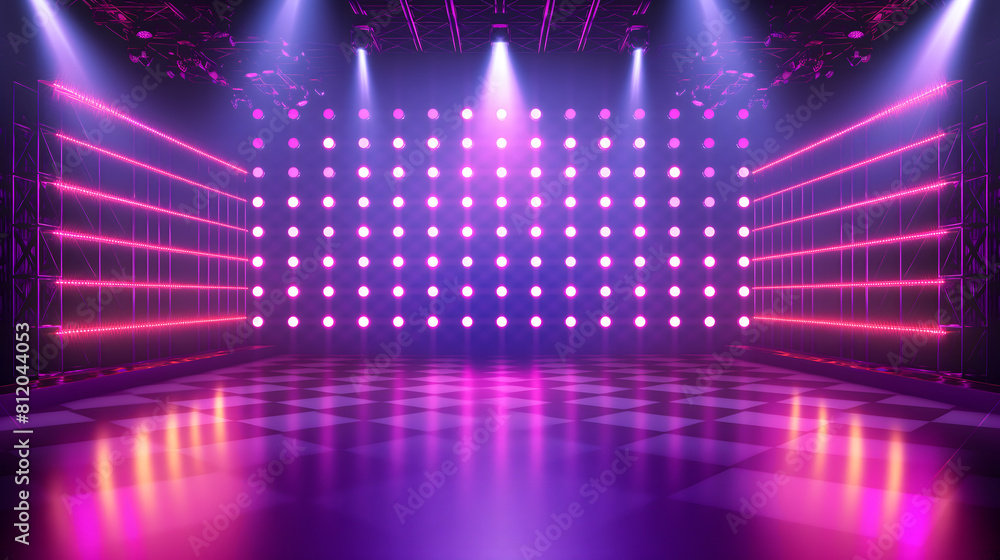 Vibrant Concert Stage with Dynamic Lighting and Empty Dance Floor