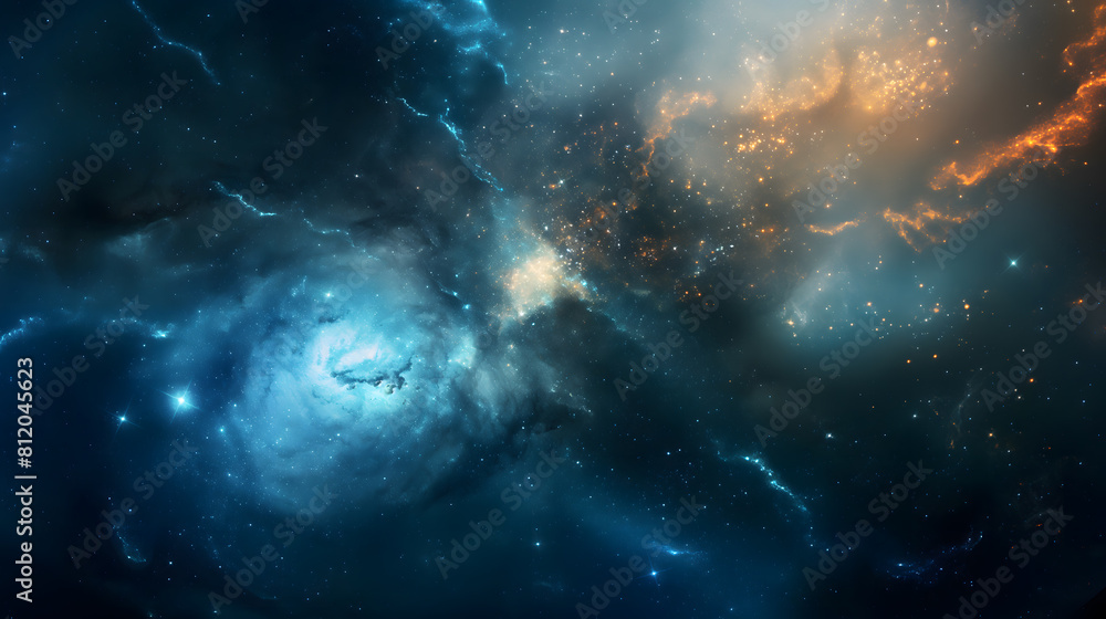 Majestic Cosmic Landscape: A Vibrant Galaxy Full of Stars and Nebulae