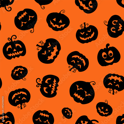 Seamless pumpkin face patterns halloween patterns
