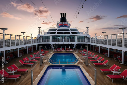 cruise ship at sunset photo