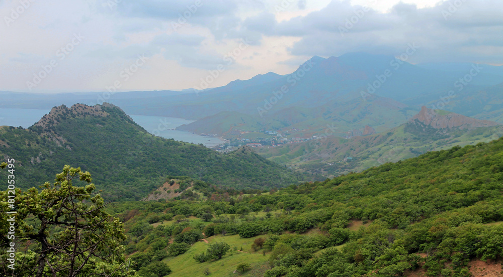 Naklejka premium Crimea. Kara-Dag is a unique mountain-volcanic massif.