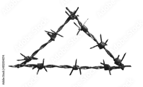 barbed wire triangle grunge halftone collage design element