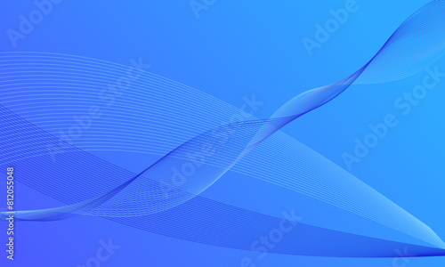 blue lines wave curves with gradient abstract background