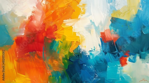 Colorful Abstract Painting with Bold Brush Strokes 