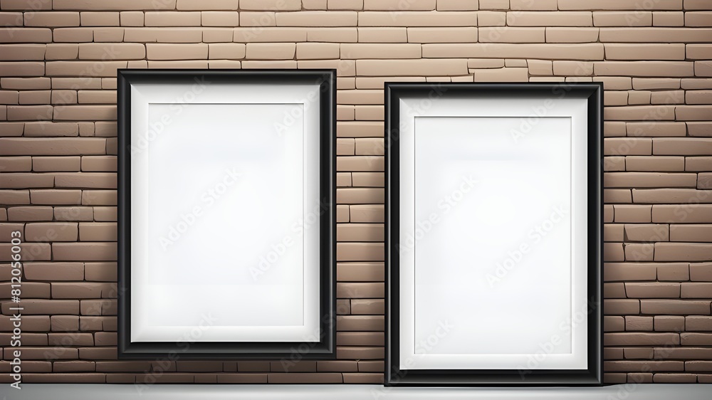 Empty Mock frame hang on bricks wall Empty Mock frame hang on bricks wall