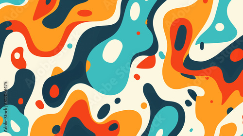Colorful background with a pattern of shapes and colors. Abstract textile, geometric flat color. Flat design, Memphis style