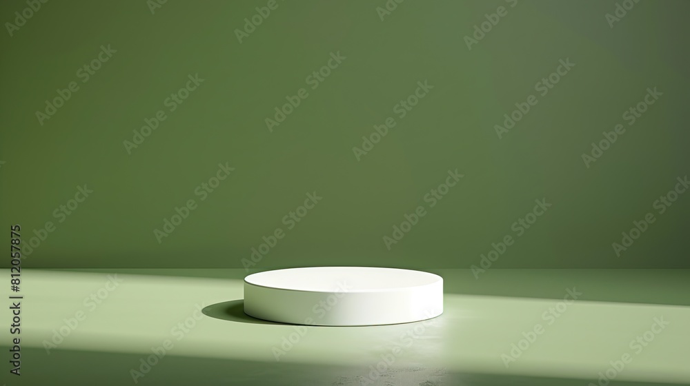 a small white circular podium on a green background taken at wide angle hyperrealistic, 8k a small white circular podium on a green background taken at wide angle hyperrealistic, 8k