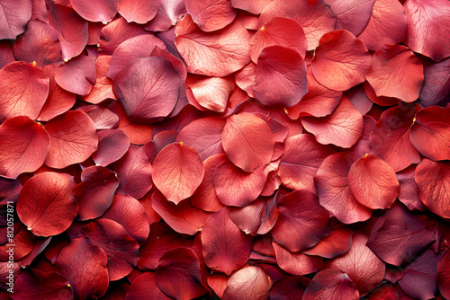 Dense cluster of vibrant red rose petals.