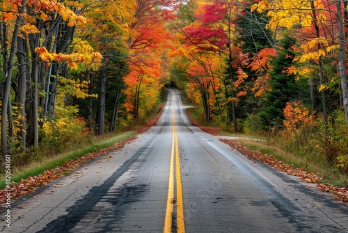 Autumn Door. Travel Background with Beautiful Autumn Colors in Door County, Wisconsin, USA