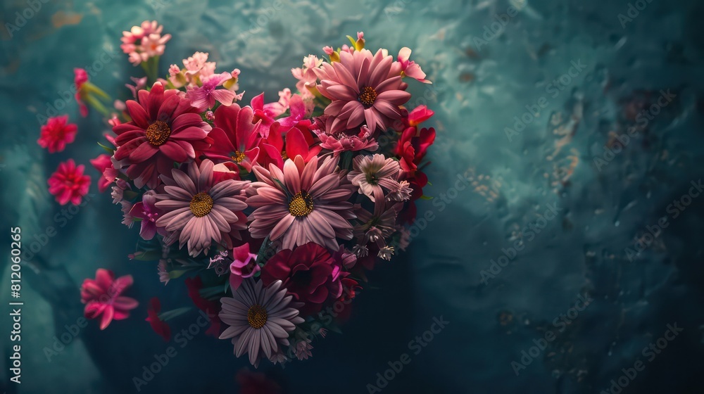 Heart with flowers, love and emotion concept, good hearted person, help and charity, mother day Heart with flowers, love and emotion concept, good hearted person, help and charity, mother day