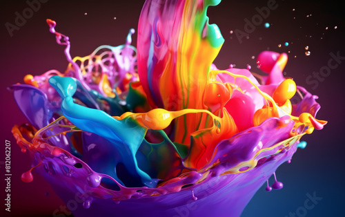 Colorful Liquid Splash Art - made with Generative AI (ID: 812062207)