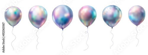 collection of three-dimensional inflated chrome-plated balloons with holographic glitter