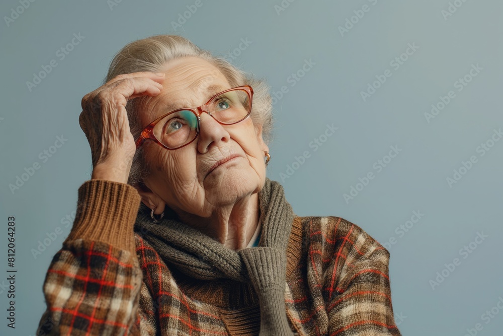 Portrait of pensive elderly woman holding head Portrait of pensive elderly woman holding head